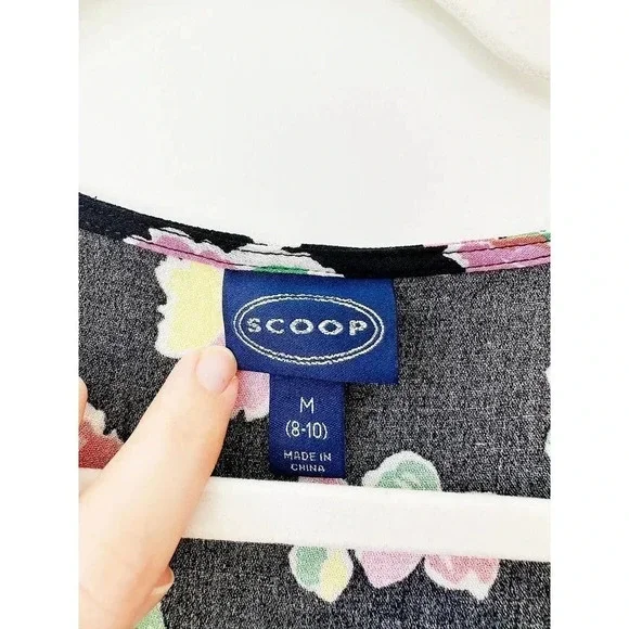 NWT Scoop Black Floral Button Front Midi Dress Size M - Picture 13 of 16